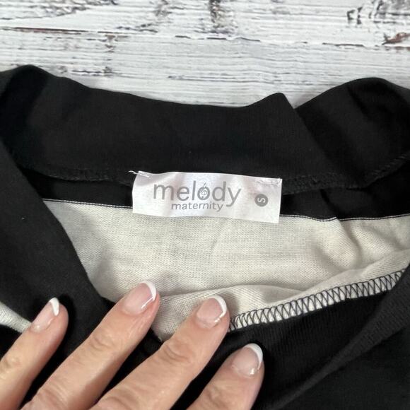 2pc Lot Top Tunic Melody Maternity Fashion size Small Black Gray Striped Stretch - Picture 3 of 10